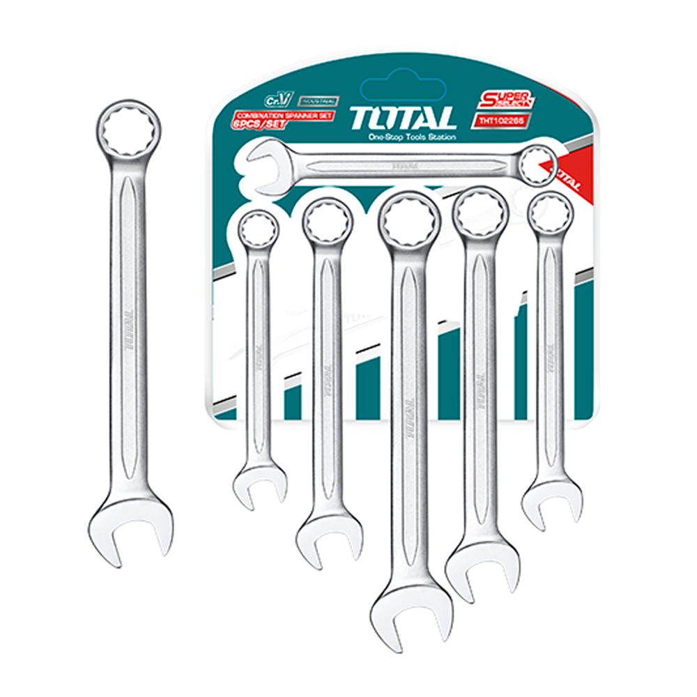 JUEGO DE LLAVES COMBINADAS 8-17MM (6 PZS) - INDUSTRIAL - CRV - TOTAL
