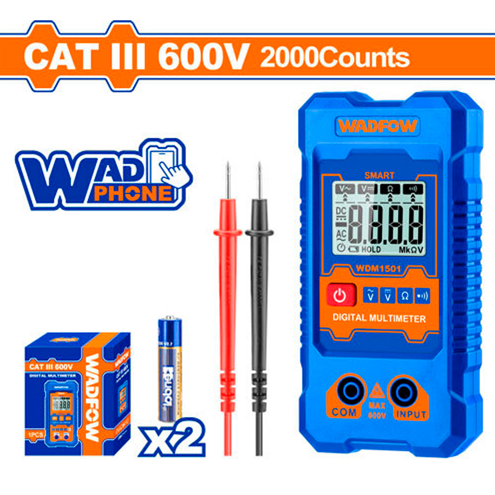 Multímetro Digital Cat III 600V (2000 Cuentas) - WADFOW